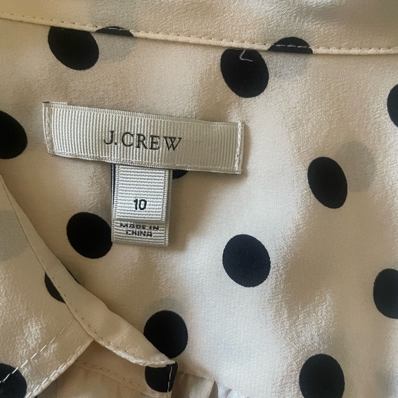 J Crew silk cream and black polka dot button down shirt - Picture 4 of 6